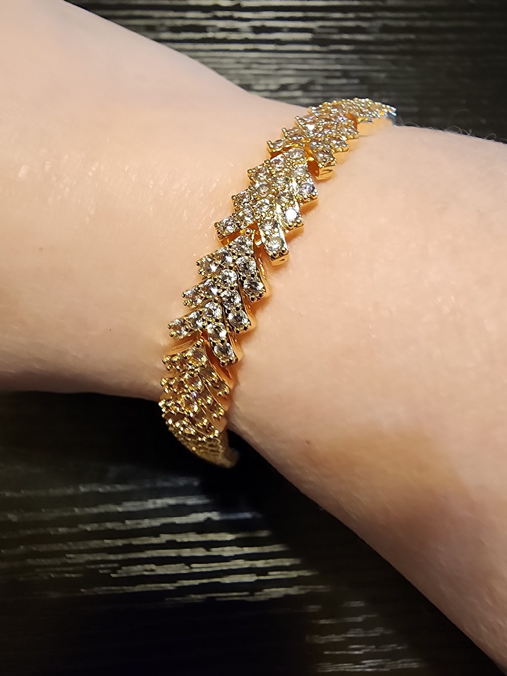 Gold Crystal Chevron Link Bracelet - Women Jewelry